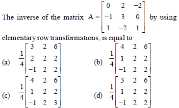 MCQs For NCERT Class 12 Mathematics Chapter 3 Matrices